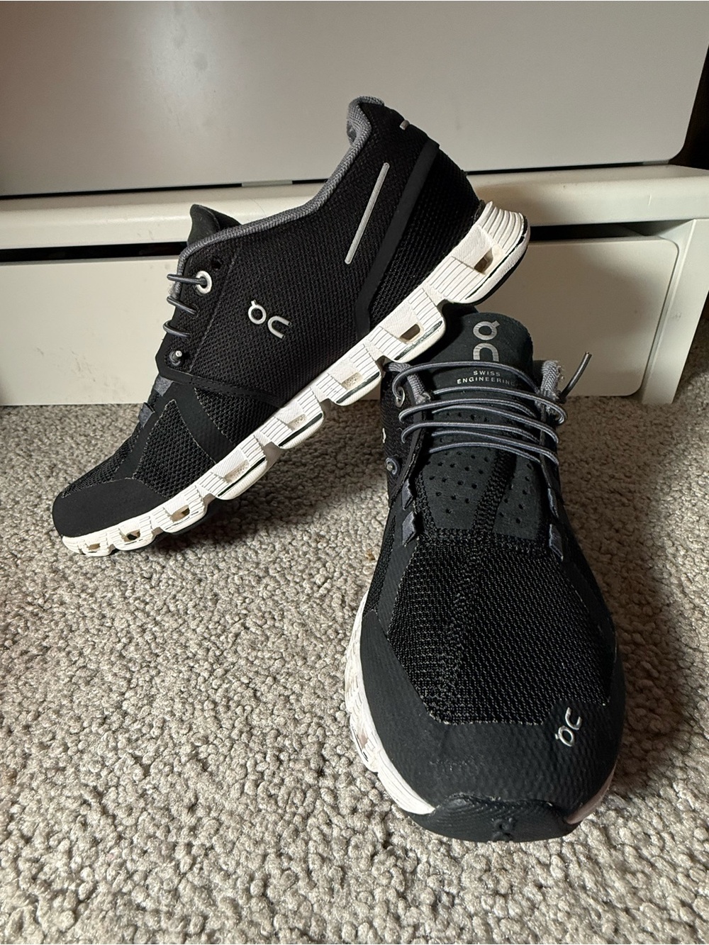 On Running Men’s Cloud Athletic Sneakers in Black and White